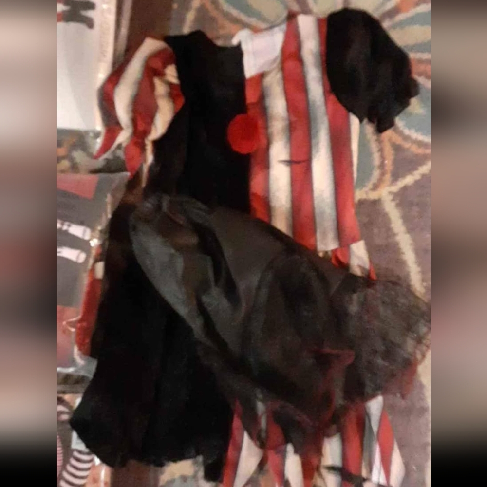 Striped Red and Black Clown 🤡 Costume Dress Girls Size 7